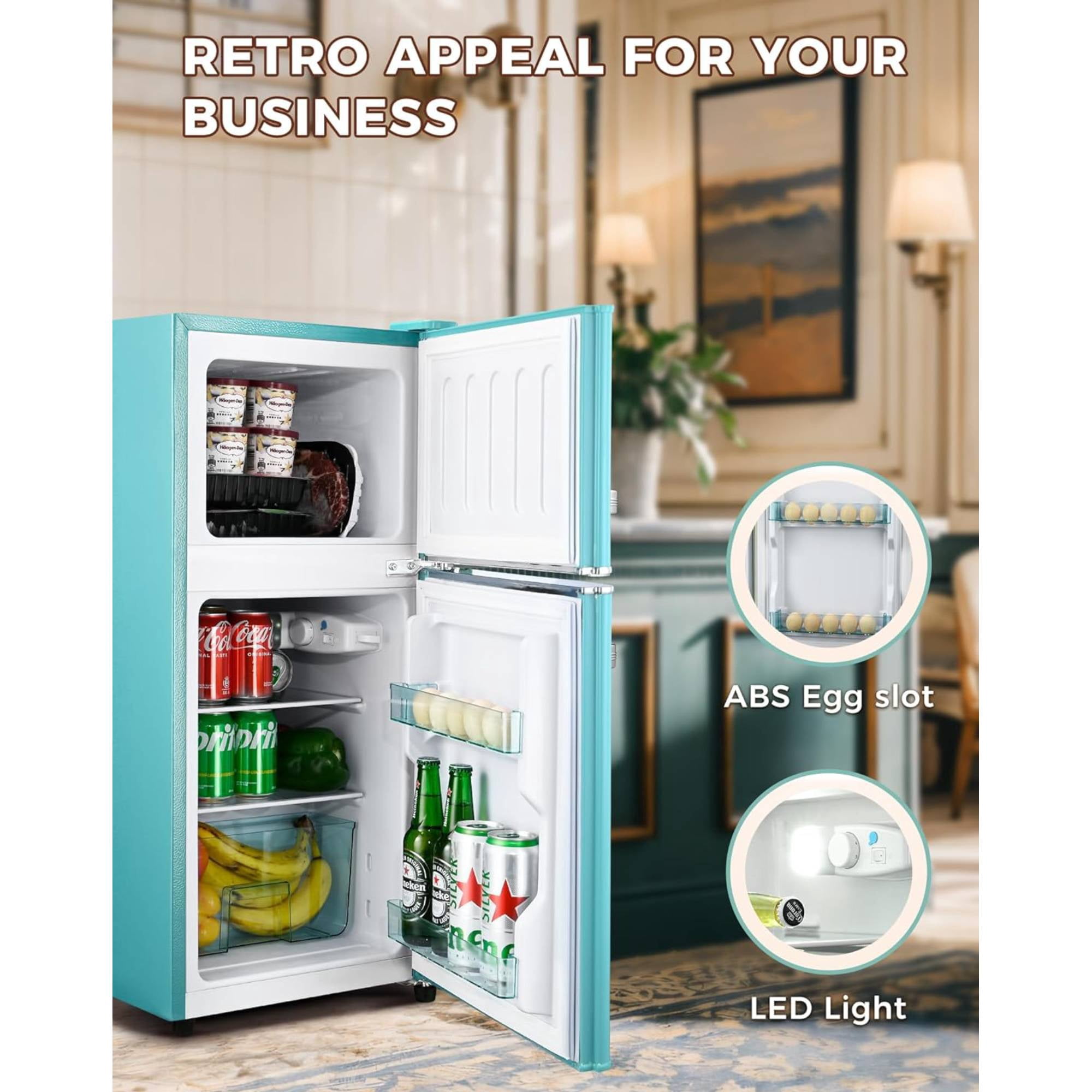 3.2 Cu.Ft Compact Refrigerator Mini Fridge with Freezer,Single Door Small Refrigerator Adjustable Thermostat Energy-efficient Low Noise For Bedroom, Office, Kitchen, Light Blue