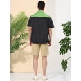 thumbnail image 4 of Lars Amadeus Men's Shirts Short Sleeve Summer Cotton Patchwork Button Down Shirts S Black Green, 4 of 5