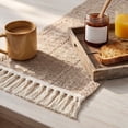 thumbnail image 5 of Linen Table Runner with Tassels, Boho Woven Striped Dining Table Decor, Lightweight Decorative Cloth for Christmas Party, Beige, by IHXORA, 5 of 6