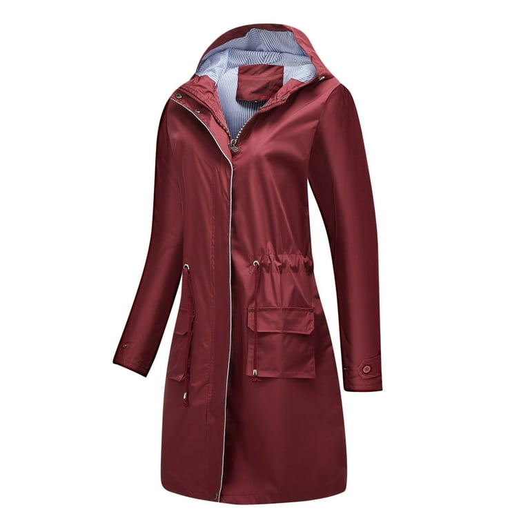 Womens rain jacket shop with 2 way zipper