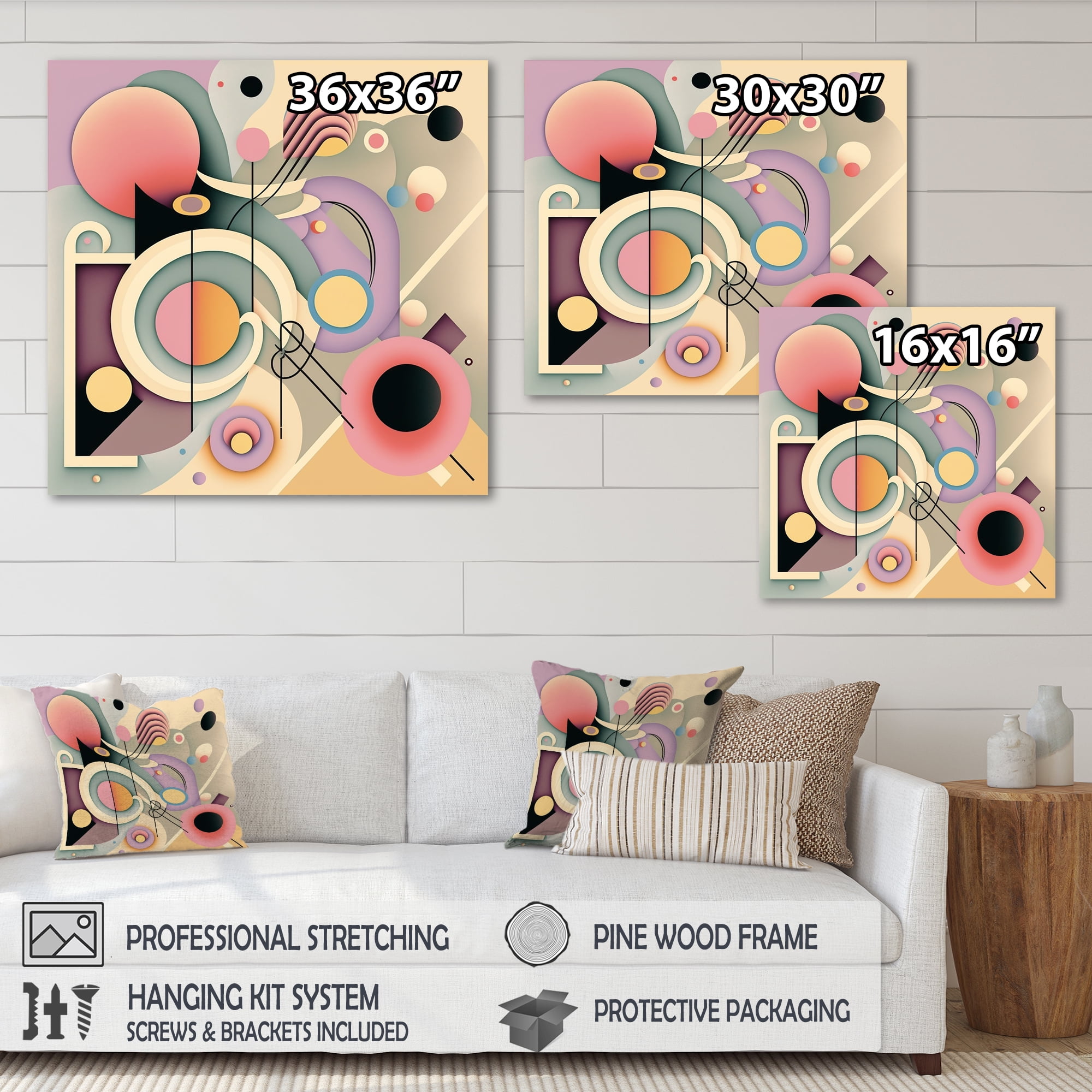 Designart Pastel Art Deco IV Canvas Wall Art