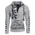 thumbnail image 2 of Mens Sweatshirt Classic Plain Knitted Sweater 1/2 Zip Up Lightweight Drawstring Pullover Hoodie, 2 of 4