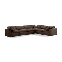 Meridian Furniture Indulge 193.5" Velvet L-Shaped Modular Sectional in Brown