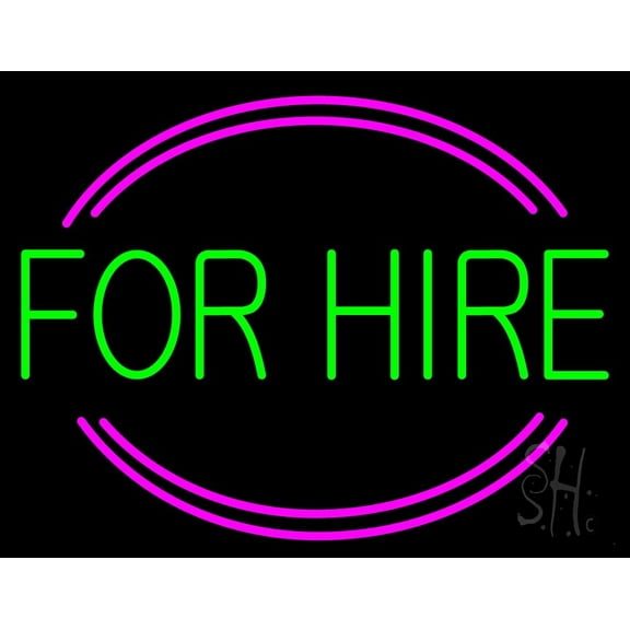 Round For Hire LED Neon Sign 15 x 19 - inches, Clear Edge Cut Acrylic Backing, with Dimmer - Bright and Premium built indoor LED Neon Sign for Bar decor.