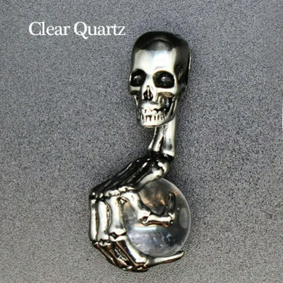 Natural Skeleton Skull Crystal Bead Ball Pendant Head Claw Ghost Hand Stone Punk