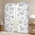 thumbnail image 2 of Feelyou Line Doodle Dinosaur Curtains Pack of 2 (42x84 Each) for Kids Boys Girls, Simple Cartoon Prehistoric Curtains Blackout, Black White, 2 of 6