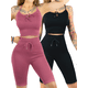 thumbnail image 1 of Set De 2 Conjunto Unitalla Deportiva Mujer Short Y Blusa Stretch Fit Push Up, 1 of 5