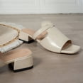 thumbnail image 3 of Xucatan Women's Double Strap Mule Slides, Square Toe Low Heel Slippers with Chunky Block Heel, Faux Leather Casual Summer Sandals, Versatile Solid Color Design for Spring Daily Gift, 3 of 9