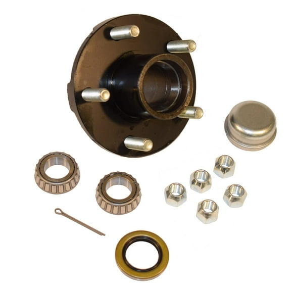 Rigid Hitch (BT-150-04-A) Trailer Hub Kit - 5 Bolt on 4-1/2 Inch Circle - 1 inch I.D. Bearings