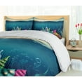 thumbnail image 5 of Ambesonne Ocean Duvet Cover Sets, Shell Houses Bubbles, 2-Queen, Teal Brown, 5 of 7
