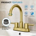 thumbnail image 3 of Juego de centro Faucet Ifaucet Gold Brushed de 2 manijas, 4 pulgadas, 3 of 7