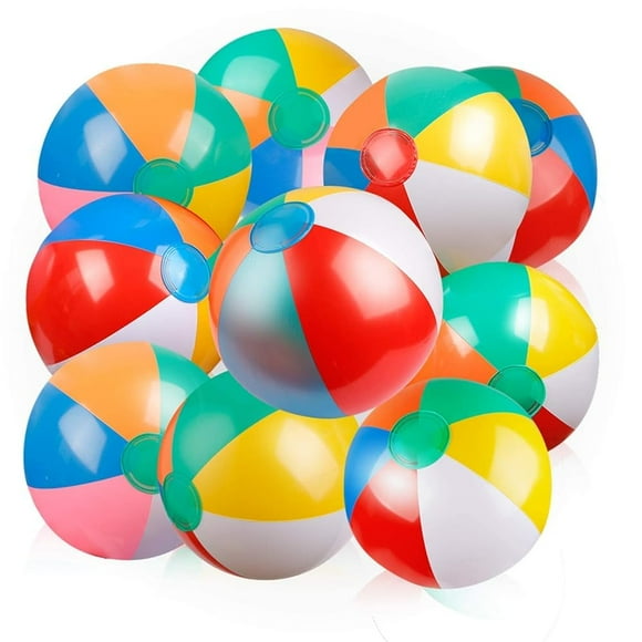 Pelotas de playa inflables Coogam de 20 a 30 cm, 10 unidades, colores del arcoíris