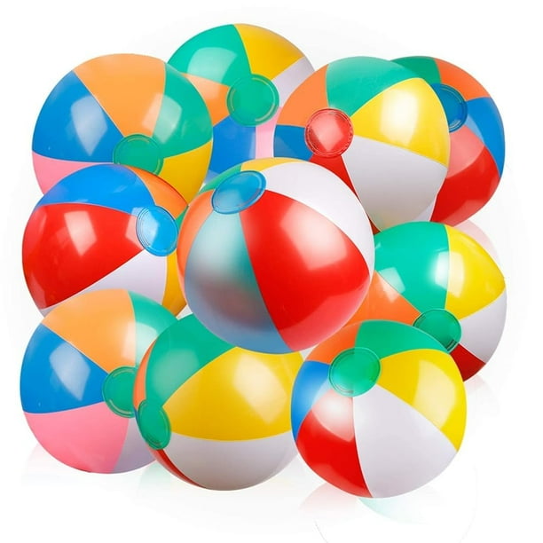 Pelotas de playa inflables Coogam de 20 a 30 cm, 10 unidades, colores del arcoíris