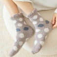 thumbnail image 2 of MSJUHEG Fuzzy Socks,Slipper Socks,Fluffy Socks,Bearpaw Socks,Cloud Socks,Winter Dots Socks Mid Tube Socks Coral Thickened Warm Stockings Gray One Size, 2 of 4