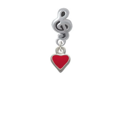 Mini 2-D Red Heart - Clef Note Charm Bead