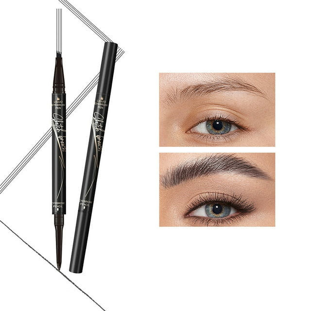 Belleza y maquillaje, Lápiz/polvo para cejas, Lápiz de cejas, Lápiz líquido para cejas de cuatro puntas, ultrafino, fijación fina, sin manchas ni color, 0,7 ml + 0,06 ml, Lápiz para cejas