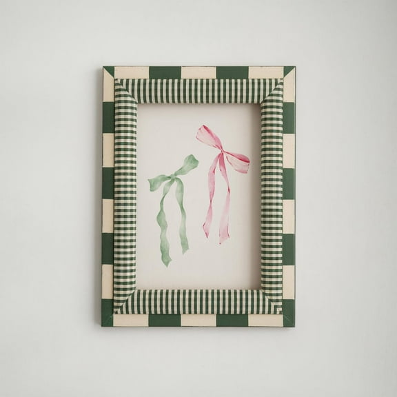 Pink & Green Bows Print, Coquette Room Decor, Cute Wall Art, Trendy Apartment Decor, Nursery Decor, Dorm Room Prints Wall Art, Modern Wall Decor, 8x12 UNFRAMED