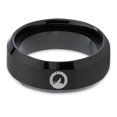thumbnail image 2 of Tungsten Howling WolfBand Ring 8mm Men Women Comfort Fit Black Beveled Edge Brushed Polished, 2 of 4