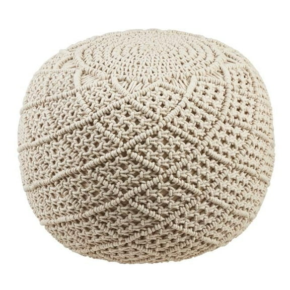 SARO PU315.N Macram Cotton Pouf  Natural