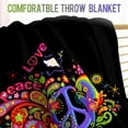 thumbnail image 3 of Peace Sign Blanket Gifts for Boys Girls Women, Peace Symbol and Flower Decoration for Home Bedroom Birthday Christmas, Warm Soft Fuzzy Lightweight Throw Plush Blankets Colorful 50"x60", 3 of 5