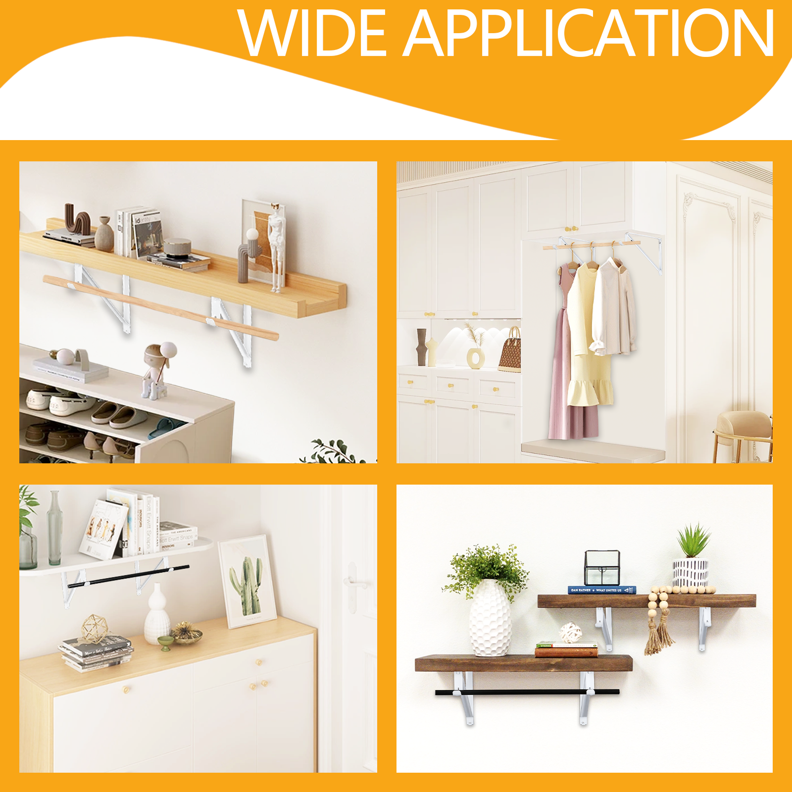 WellMade 11" x 9.5" Heavy-Duty Closet Shelf & Rod Brackets photo 7