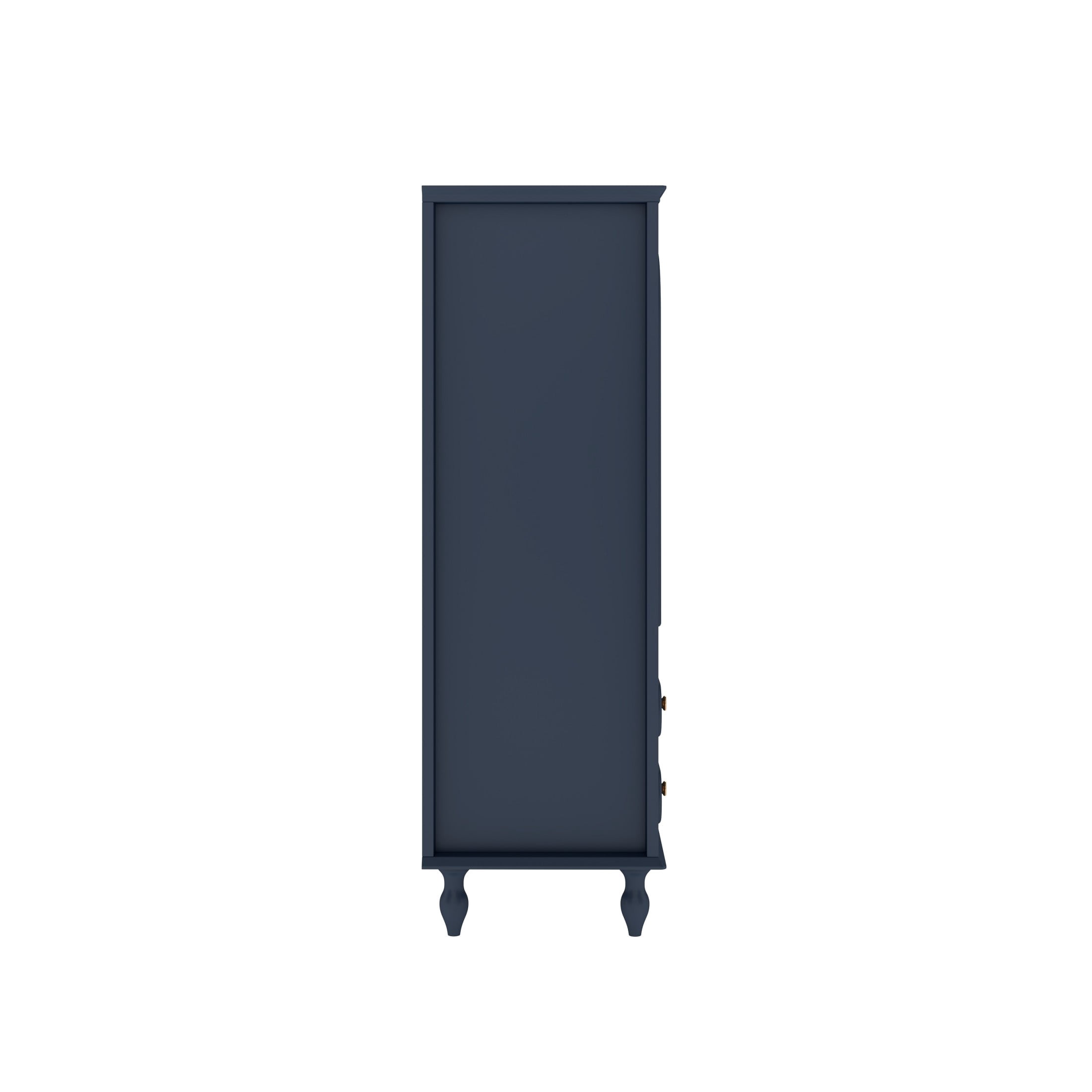 Noble House 46.5" Wooden Glass Display Cabinet with Ribbed Glass Doors, Adjustable Shelf & Storage Drawers, Navy Blue