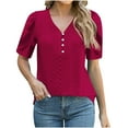 thumbnail image 2 of Zunfeo Summer Blouse for Women Puff Sleeve Ladies Tops Elegant Dressy Tops for Going Out Wine L, 2 of 8