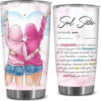 20oz Soul Sister Tumbler - Best Friend Gift for Women - Christmas Valentines, Birthday Gift for Besties - Friendship Gift for Sister Best Friend, Sister-in-law - Stainless Steel Friend Tumbler