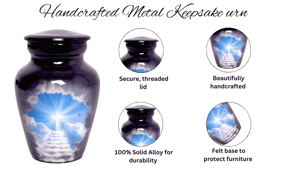 Premium Decor Cross Beautiful Small Mini Keepsake Urn for Human Ashes - Qnty 1 with Velvet Bag