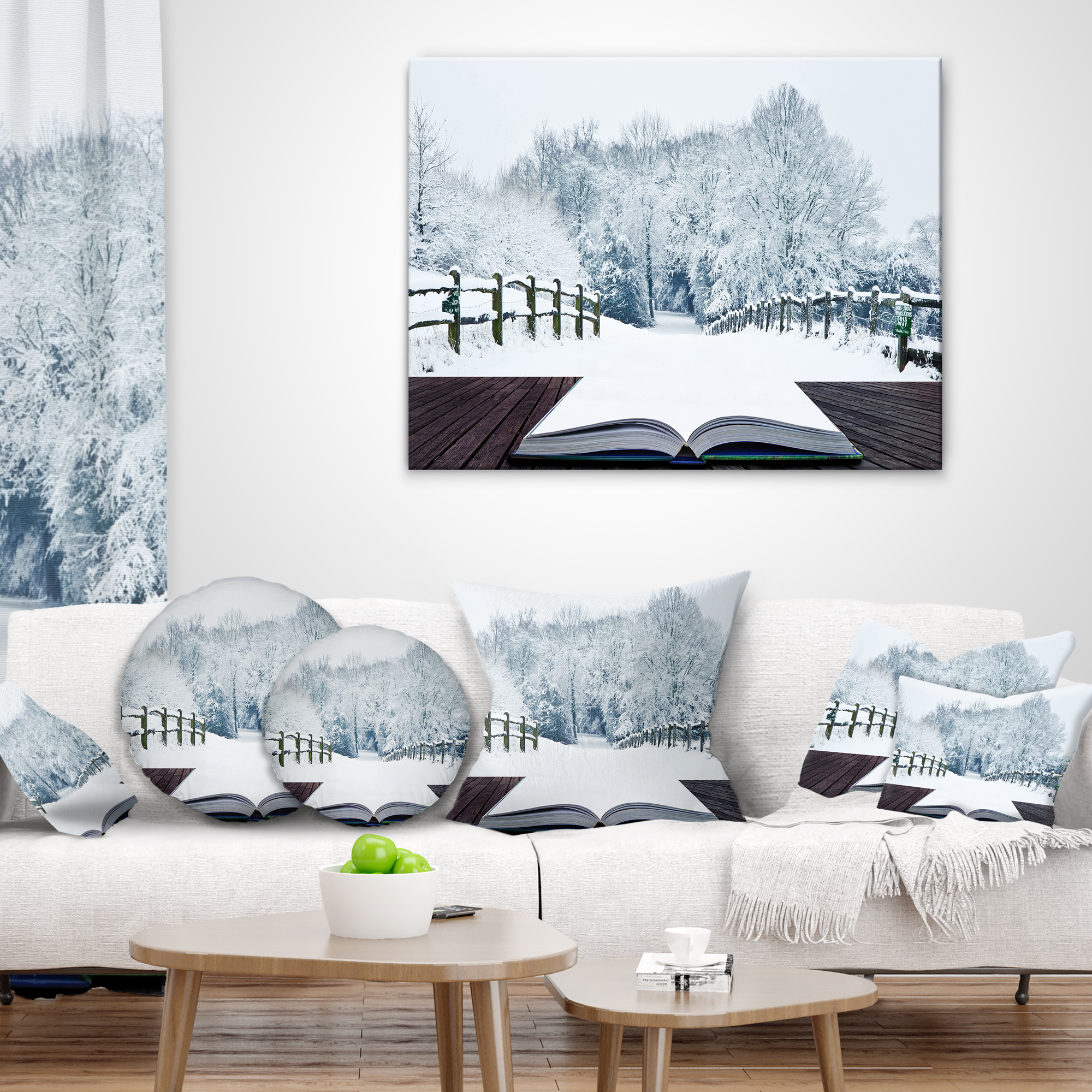 Designart Winter Wonderland - Landscape Printed Throw Pillow - 16x16