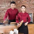 thumbnail image 3 of Chef Abrigo Unisex-Adult Manguito de manga larga Permeabilidad Hornee fácil de limpiar uniforme de cocina para el otoño e invierno Restaurante Torta Thing Shop Red L Speravity LF000336-14, 3 of 7