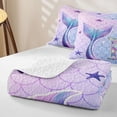 thumbnail image 4 of meiyoeat Mermaid Princess Scale Twin Quilt Set for Girls, Sparkle Initial R Twin Coverlet Set for Women, Purple Blue, 2-Piece, 4 of 7
