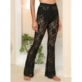 thumbnail image 5 of FEORJGP Women’s Sexy Sheer Lace Pants Ladies High Waist Trousers See Through Flare Pants Bell-Bottoms Beachwear Streetwear, 5 of 6