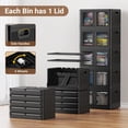 thumbnail image 4 of BROVIEW 300QT Stackable Storage Bins With Lids, 75Gal Plastic Cabinet With Wheels, Collapsible Containers with Doors, Foldable Closet Organizers for Closet Home Dorm, 3Pack V6 Black, 4 of 8
