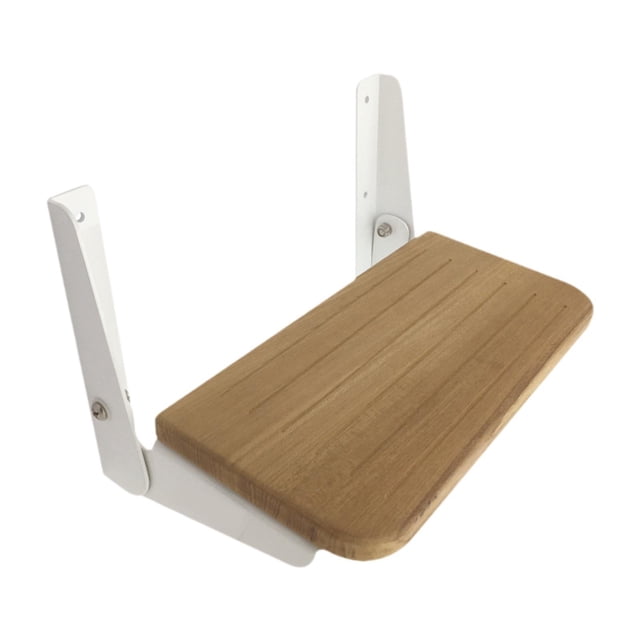 Asiento de ducha de teca plegable, pedal de reposapiés plegable de bote, taburete de silla de banco multifuncional montada en la pared para barcos RV