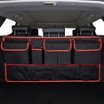 thumbnail image 3 of LOVIVER Car Hanging Trunk Organizer Bag Pockets Large Capacity Multipurpose Oxford Cloth Black Red Edge, 3 of 7
