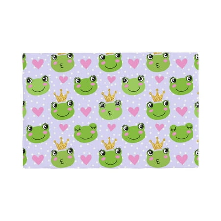 

Table Placemats Set of 4 - cute frogs crowns heart purple 12x18 In Faux Linen Double Heat Resistant Place Mats Cloth Indoor/Outdoor Placemats Washable Table Mats for Dining Kitchen Party