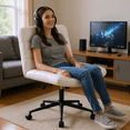 thumbnail image 4 of Homy Casa Adjustable Video Game Chair with Swivel Wheels for Home Gaming Room, White, 4 of 9