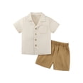 thumbnail image 4 of Hotiary 1-5T Toddler Baby Boys 2 Pieces Cotton Linen Set Short Sleeve Button Down Shirt and Shorts Set Summer Outfits, 4 of 8