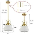thumbnail image 4 of Modern Schoolhouse Pendant Light Fixtures Brass Hanging Light Milky Glass, 4 of 7