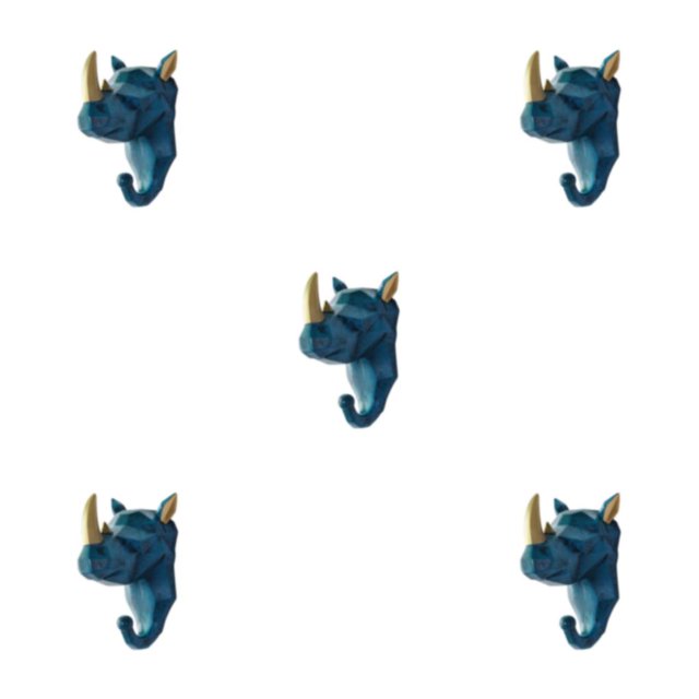 Baohd Résine Éléphant Tête Animal Mur Monté Crochet en Résine Pas Facilement Usé Rétro Bleu (rhino) 5Set