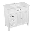 thumbnail image 2 of GDF Studio Modern Bathroom Vanity with Cabinet, Drawers, Soft-Closing Door, and Solid Wood Legs, White, 2 of 14