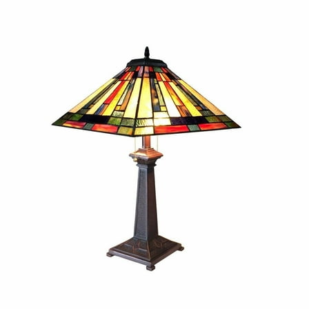 CHLOE Lighting GERARD Tiffany-style 2 Light Mission Table Lamp 16" Shade
