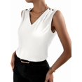 thumbnail image 3 of Women Silk Satin Tank Tops V Neck Casual Sleeveless Camisole Blouses Summer Basic Tank Shirt White L, 3 of 9