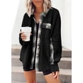 thumbnail image 2 of GHSDFBB Womens Waffle Knit Plaid Shacket Boyfriend Button Down Shirt Jacket Loose Long Sleeve Tops, 2 of 6