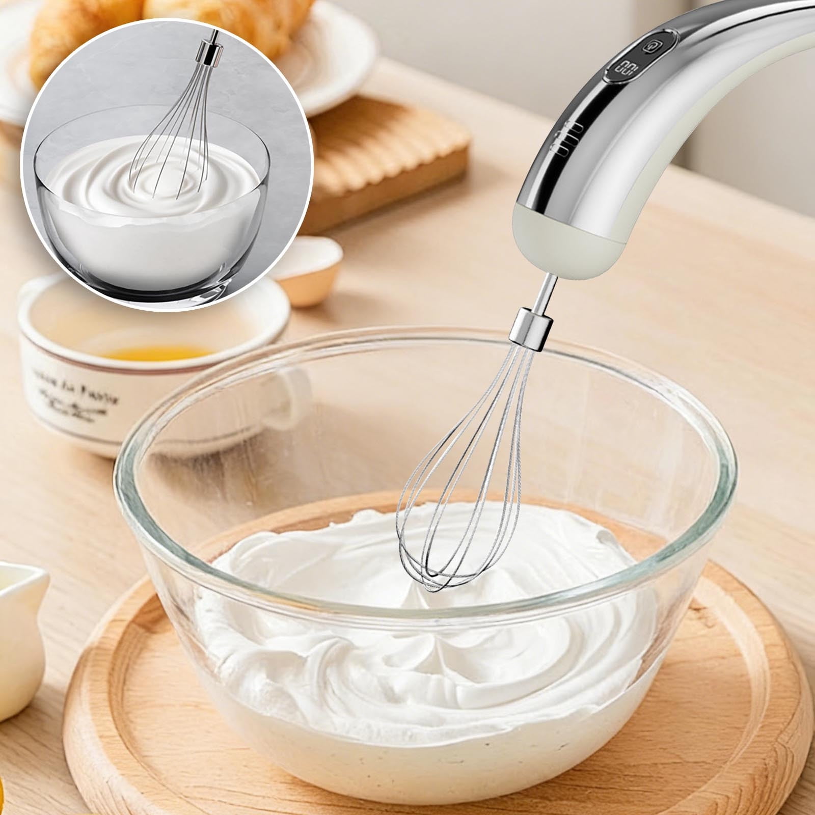 Specollect 4 Pcs Wireless Hand Mixer, Rechargeable Portable Egg Beater for Baking, for Cake Cream Eggs Batter Kitchen Cooking