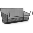 thumbnail image 1 of Bedside Storage Basket, Dorm Room Bed Storage Basket Metal Mesh Desktop Corner Shelves Hanging Organizer Rack Shelf Bedside for Book Phones Drinks Tissues Office Home with Hook Black, 1 of 7