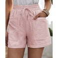 thumbnail image 6 of Solid Two Pockets Loose Casual Short Pants,Women's Solid Color Casual Loose Drawstring Short Pants, 6 of 9