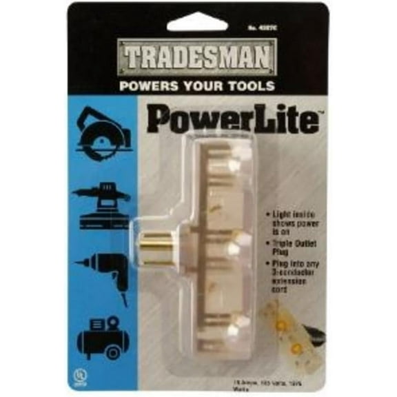 Woods CCI Tradesman 4327C Outlet Adapter, 15 A, 125 V, 3-Outlet, Clear, Lighted