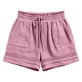 thumbnail image 5 of RQYYD Women's Elastic Waist Lace Trim Gauze Shorts Casual Summer Lightweight Breathable Trousers with Pockets, 5 of 5